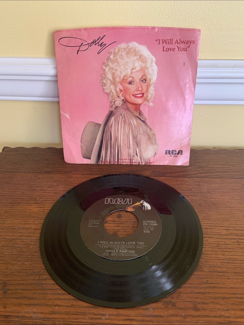 Dolly Parton Pink Decorative Vinyl 45 I Will Always Love You